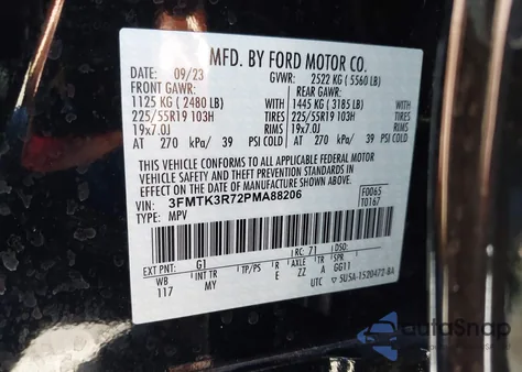 2023 Ford Mustang Mach-E Premium from USA, damaged, VIN 3FMTK3R72PMA88206